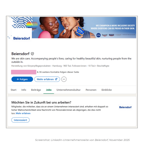 Jobsuche mit LinkedIn: Beispiel für Unternehmensseite Jobsuche mit LinkedIn: Beispiel für Unternehmensseite